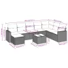 9 részes világosszürke polyrattan kerti ülőgarnitúra párnával
