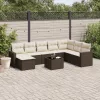  9 részes barna polyrattan kerti ülőgarnitúra párnákkal
