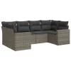  6 részes szürke polyrattan kerti ülőgarnitúra párnákkal