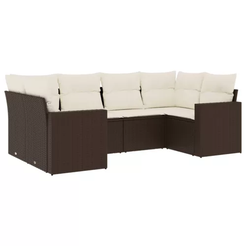  6 részes barna polyrattan kerti ülőgarnitúra párnával