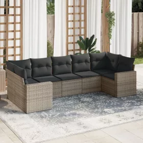    7 részes szürke polyrattan kerti ülőgarnitúra párnákkal