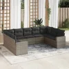  9 részes szürke polyrattan kerti ülőgarnitúra párnákkal