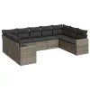  9 részes szürke polyrattan kerti ülőgarnitúra párnákkal