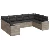  9 részes világosszürke polyrattan kerti ülőgarnitúra párnával