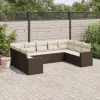  9 részes barna polyrattan kerti ülőgarnitúra párnákkal