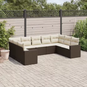    9 részes barna polyrattan kerti ülőgarnitúra párnákkal