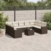  10 részes barna polyrattan kerti ülőgarnitúra párnákkal