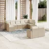  9 részes bézs polyrattan kerti ülőgarnitúra párnákkal
