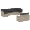  9 részes világosszürke polyrattan kerti ülőgarnitúra párnával