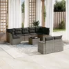  10 részes szürke polyrattan kerti ülőgarnitúra párnákkal