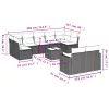  10 részes szürke polyrattan kerti ülőgarnitúra párnákkal