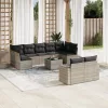  10 részes világosszürke polyrattan kerti ülőgarnitúra párnákkal
