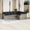  9 részes világosszürke polyrattan kerti ülőgarnitúra párnával