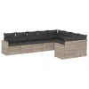  9 részes világosszürke polyrattan kerti ülőgarnitúra párnával