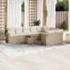  10 részes bézs polyrattan kerti ülőgarnitúra párnával