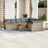  10 részes bézs polyrattan kerti ülőgarnitúra párnával