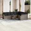  10 részes szürke polyrattan kerti ülőgarnitúra párnákkal