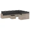  10 részes világosszürke polyrattan kerti ülőgarnitúra párnákkal