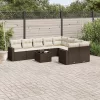  10 részes barna polyrattan kerti ülőgarnitúra párnákkal