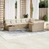  10 részes bézs polyrattan kerti ülőgarnitúra párnával