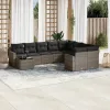 10 részes szürke polyrattan kerti ülőgarnitúra párnákkal