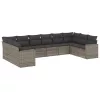  10 részes szürke polyrattan kerti ülőgarnitúra párnákkal