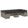  11 részes szürke polyrattan kerti ülőgarnitúra párnákkal