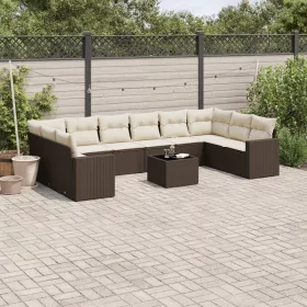    11 részes barna polyrattan kerti ülőgarnitúra párnákkal