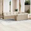  10 részes bézs polyrattan kerti ülőgarnitúra párnával