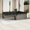  10 részes szürke polyrattan kerti ülőgarnitúra párnákkal