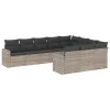  10 részes világosszürke polyrattan kerti ülőgarnitúra párnákkal