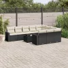  11 részes fekete polyrattan kerti ülőgarnitúra párnákkal