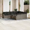  11 részes szürke polyrattan kerti ülőgarnitúra párnákkal