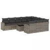  11 részes szürke polyrattan kerti ülőgarnitúra párnákkal