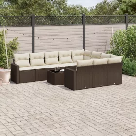    11 részes barna polyrattan kerti ülőgarnitúra párnákkal