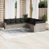  10 részes világosszürke polyrattan kerti ülőgarnitúra párnákkal