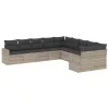  10 részes világosszürke polyrattan kerti ülőgarnitúra párnákkal