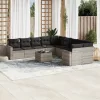 11 részes világosszürke polyrattan kerti ülőgarnitúra párnákkal