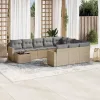  11 részes bézs polyrattan kerti ülőgarnitúra párnákkal