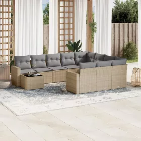    11 részes bézs polyrattan kerti ülőgarnitúra párnákkal