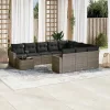  11 részes szürke polyrattan kerti ülőgarnitúra párnákkal