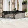  11 részes világosszürke polyrattan kerti ülőgarnitúra párnákkal