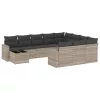  11 részes világosszürke polyrattan kerti ülőgarnitúra párnákkal