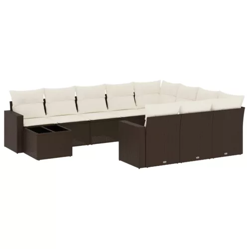  11 részes barna polyrattan kerti ülőgarnitúra párnákkal