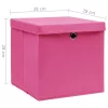  4 db rózsaszín fedeles tárolódoboz 28x28x28 cm