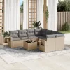  9 részes bézs polyrattan kerti ülőgarnitúra párnákkal
