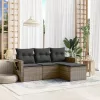  4 részes szürke polyrattan kerti ülőgarnitúra párnákkal