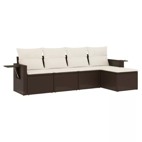  5 részes barna polyrattan kerti ülőgarnitúra párnával