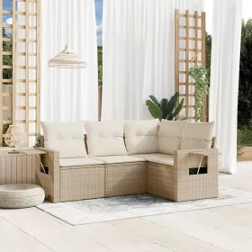    4 részes bézs polyrattan kerti ülőgarnitúra párnákkal