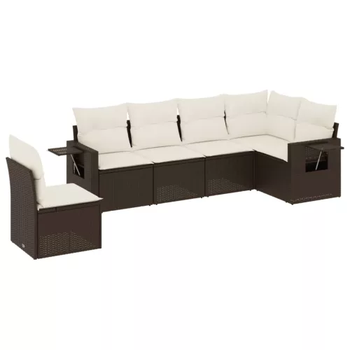  6 részes barna polyrattan kerti ülőgarnitúra párnával